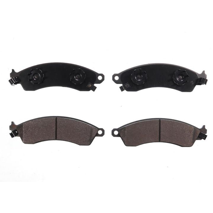 Four BFD412SM ProSeries OE black and gray automotive brake pads arranged symmetrically on a white background.