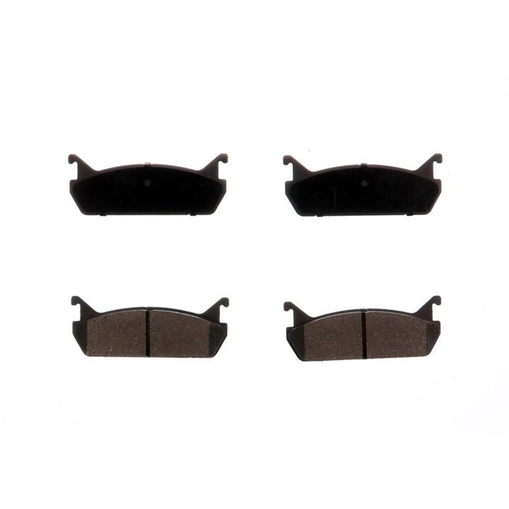 Four BFD458CR ProSeries OE Brake Pads in black displayed against a white background.
