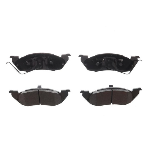 The BFD529SM ProSeries OE Brake Pads are displayed on a white background, showcasing both front and back views of all four black car brake pads.