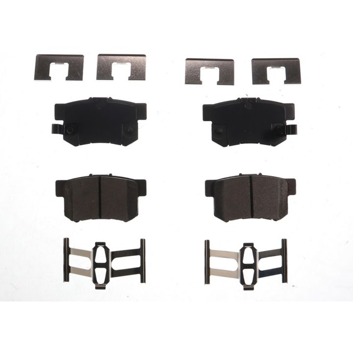 BFD536CR ProSeries OE Brake Pads set in black and silver with associated hardware arranged in a grid on a white background.