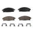 Four BFD691CR ProSeries OE Brake Pads and four metal clips arranged in rows on a white background.