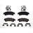 Set of BFD792ACR ProSeries OE Brake Pads (four included), complete with metal clips and hardware, displayed on a plain white background.