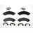 Four BFD975CR ProSeries OE Brake Pads with accompanying clips arranged on a white background.