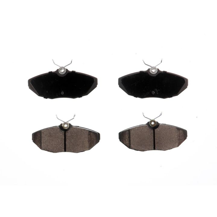 The BFD806CR ProSeries OE Brake Pads feature four pads arranged in two rows on a white background, with the top two being black and the bottom two brown.