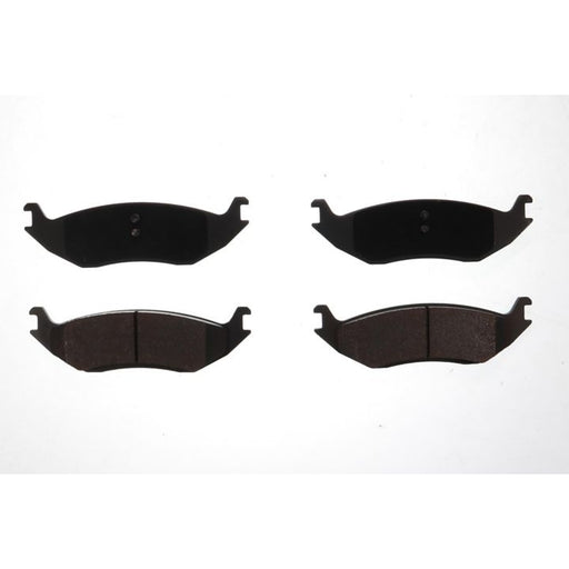 Four BFD967SM ProSeries OE Brake Pads, featuring a sleek black design, arranged in pairs against a white background.
