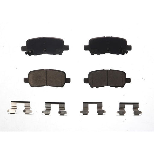 A set of BFD999CR ProSeries OE Brake Pads and hardware laid out against a white background.