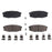 Four BFD1304CR ProSeries OE Brake Pads and eight metal clips arranged in rows on a white background.
