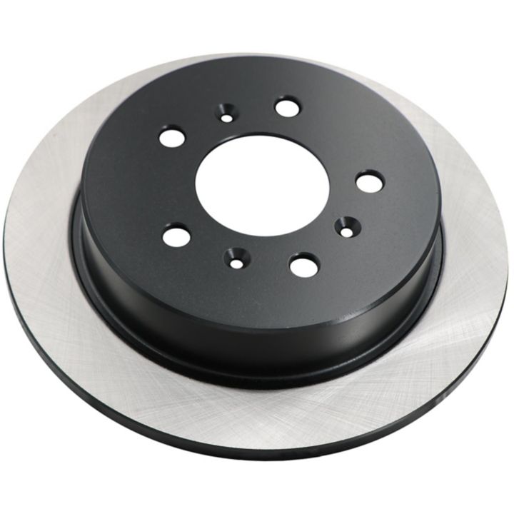 The C26348 ProSeries OE+ Brake Rotor is a metallic car brake disc rotor featuring a black center hub with multiple holes for mounting.