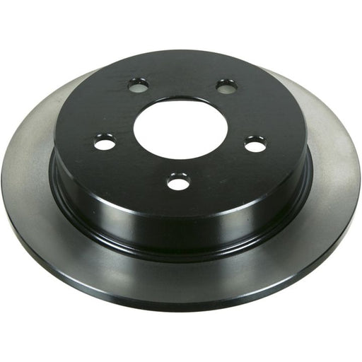 The C25506 ProSeries OE+ Brake Rotor is a round, black brake disc rotor featuring a central hole with four smaller holes positioned around it.