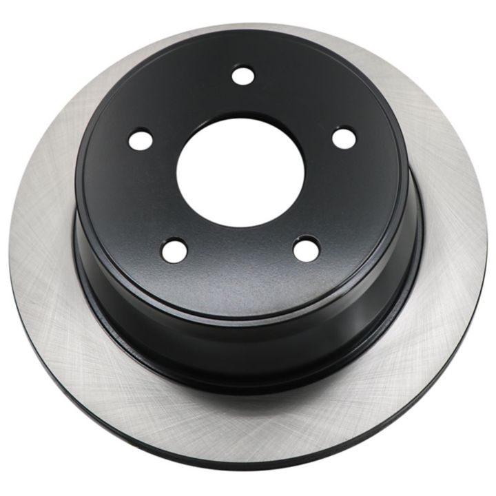 A single C25505 ProSeries OE+ Brake Rotor in a black and silver finish with drilled holes on a white background.
