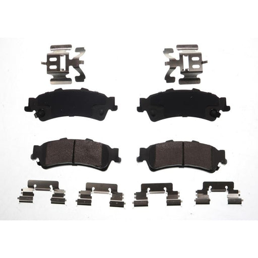BFD792ASM ProSeries OE Brake Pads and accompanying hardware arranged against a white background.
