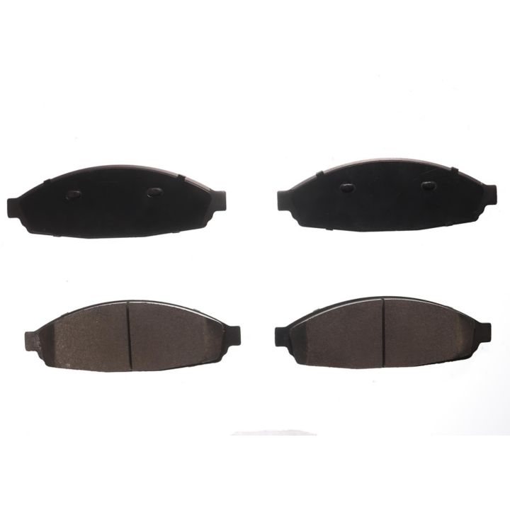 Four BFD931CR ProSeries OE Brake Pads, arranged in two pairs against a white background, displaying both the front and back sides.