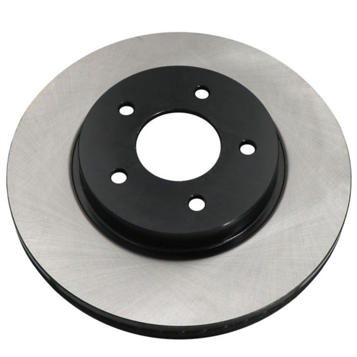A close-up image of the C26102 ProSeries OE+ Brake Rotor, featuring a round, metallic design with a black center and multiple holes for mounting.