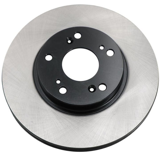 Close-up of the C26080 ProSeries OE+ Brake Rotor, featuring a black central hub and a metallic outer ring with drilled holes.