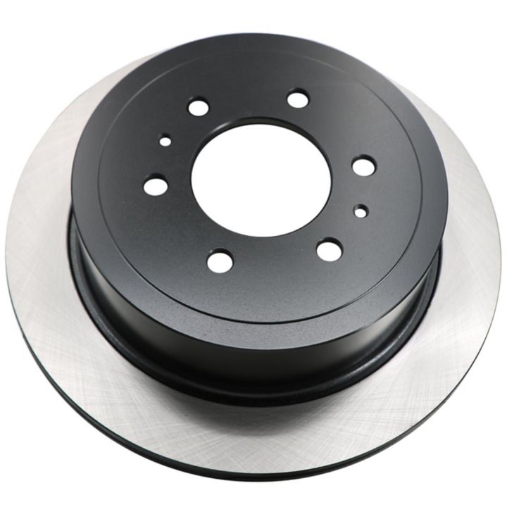 A top-down view of the C26110 PRO-SERIES OEPLUS Brake Rotor, featuring a black center and a silver edge.