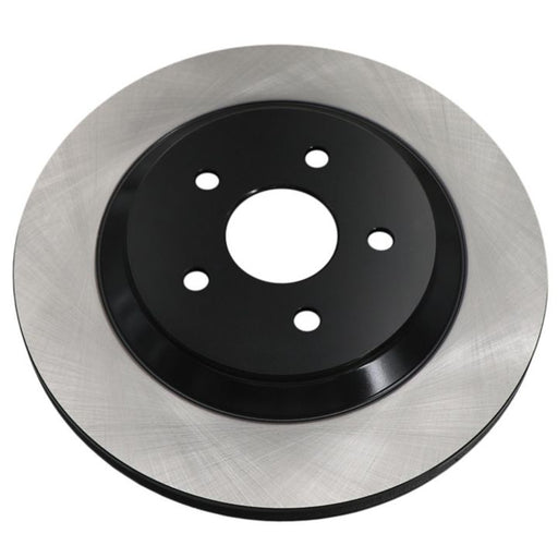 A detailed view of the C26125 ProSeries OE+ Brake Rotor showcasing its round, metallic design with a black center and mounting holes.