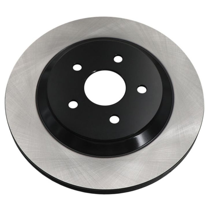 A detailed view of the C26125 ProSeries OE+ Brake Rotor showcasing its round, metallic design with a black center and mounting holes.
