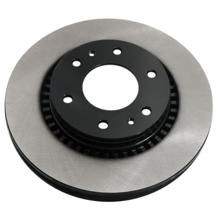 A close-up of the C26446 ProSeries OE+ Brake Rotor in silver and black, featuring drilled holes for mounting.
