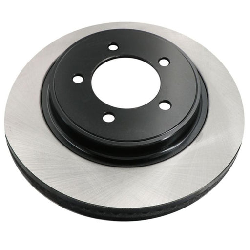 A close-up of a C26346 ProSeries OE+ Brake Rotor, featuring a black central hub and a silver outer ring.