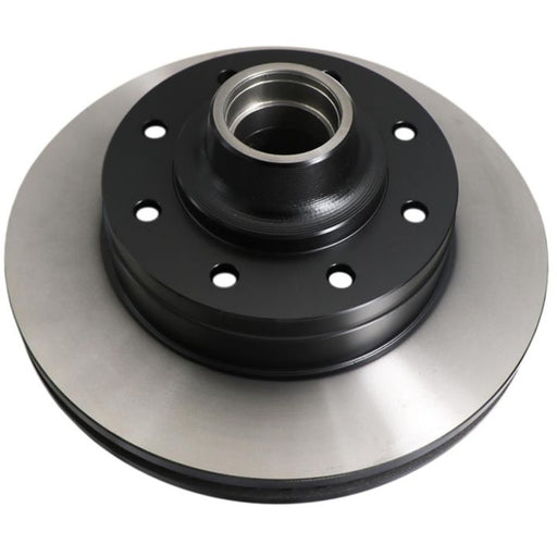 Close-up of the C26470 ProSeries OE+ Brake Rotor, featuring a metallic design with multiple drilled holes for vehicle braking systems.