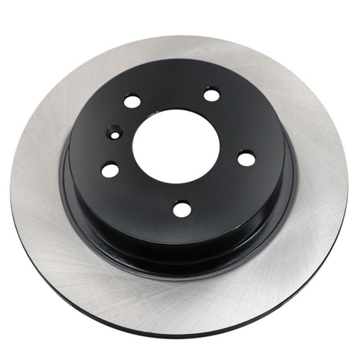 A C80180 ProSeries OE+ Brake Rotor, featuring a black center and silver outer edge, viewed from above.