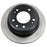 Close-up of a round, silver and black C80317 ProSeries OE+ Brake Rotor with drilled holes for mounting.