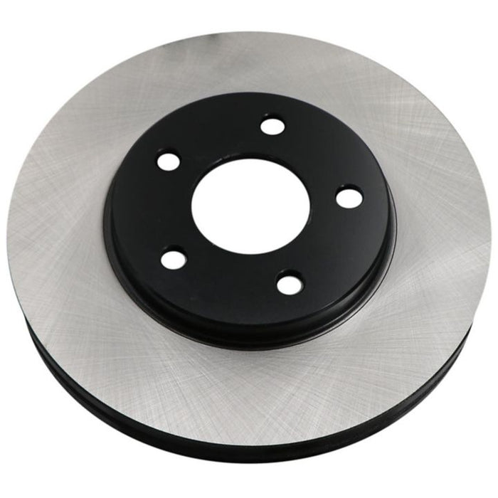 Here is a close-up of the C26135 ProSeries OE+ Brake Rotor, featuring a silver outer edge and a black center with five bolt holes.