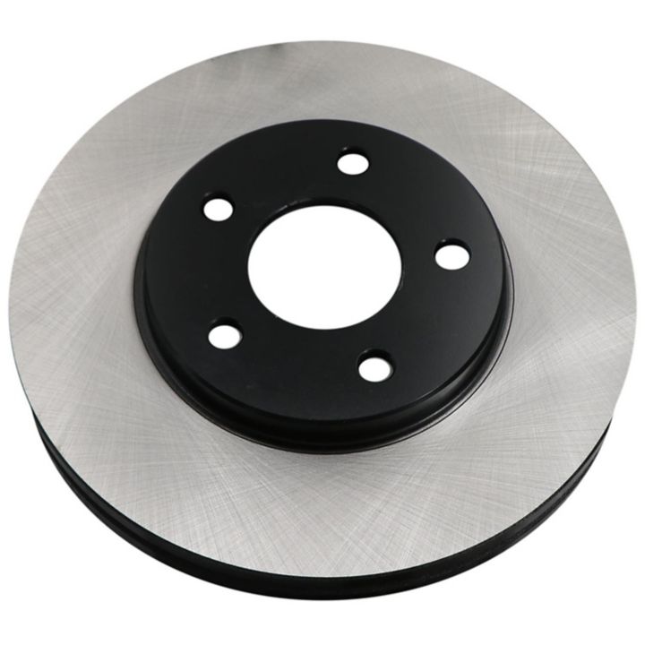 Here is a close-up of the C26135 ProSeries OE+ Brake Rotor, featuring a silver outer edge and a black center with five bolt holes.