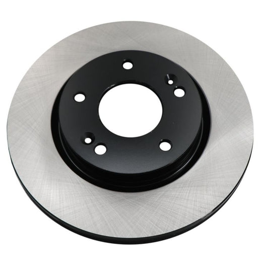 A close-up image of the new C26533 ProSeries OE+ Brake Rotor, featuring a metallic outer edge and a black center with mounting holes.