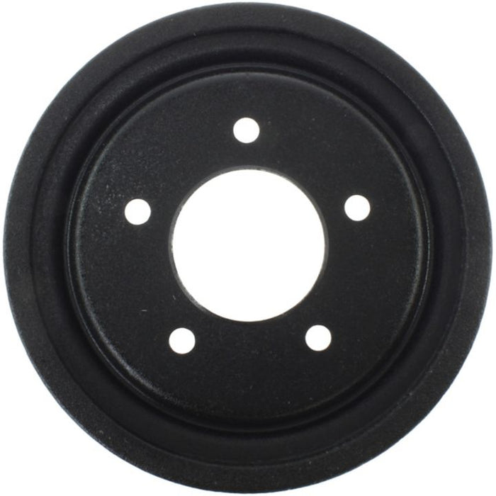 The 80023 Pro-Series OE Brake Drum is a round, black metal brake drum featuring five bolt holes in the center.