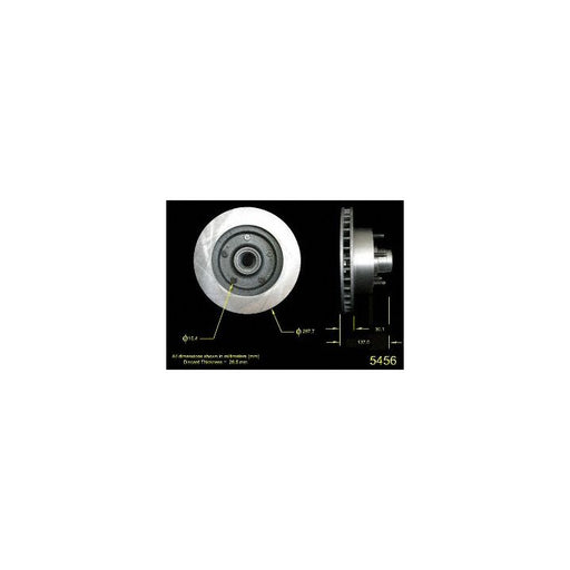 Two views of the 5456 Pro-Series OE Brake Rotor with labeled dimensions and specifications on a black background.