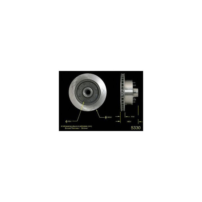 Side and front views of the 5330 Pro-Series OE Brake Rotor with labeled dimensions.