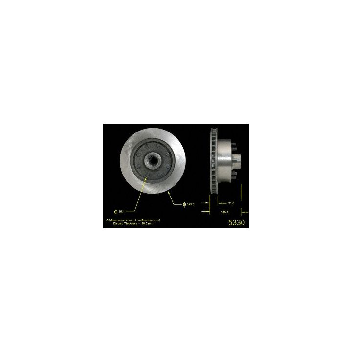 Side and front views of the 5330 Pro-Series OE Brake Rotor with labeled dimensions.
