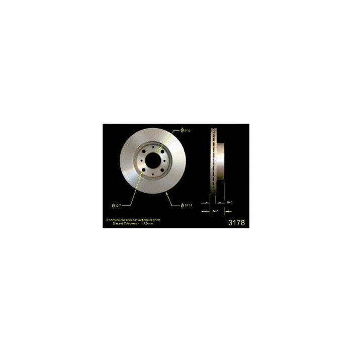 The 3178 Pro-Series OE Brake Rotor with labeled dimensions and specifications.