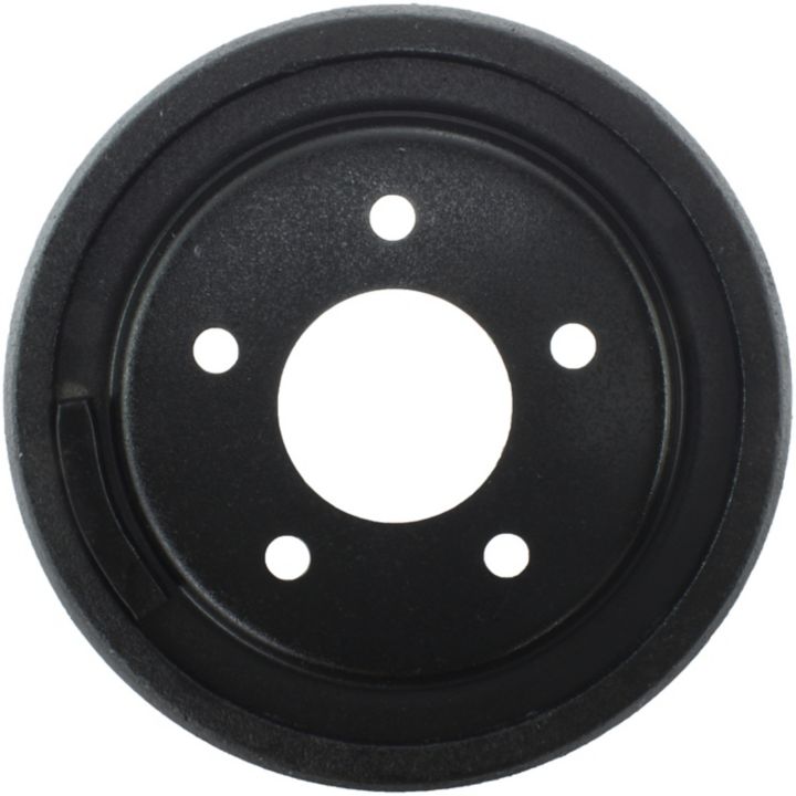 8972 Pro-Series OE Brake Drum - A black, circular metal component featuring a central hole surrounded by four smaller holes.