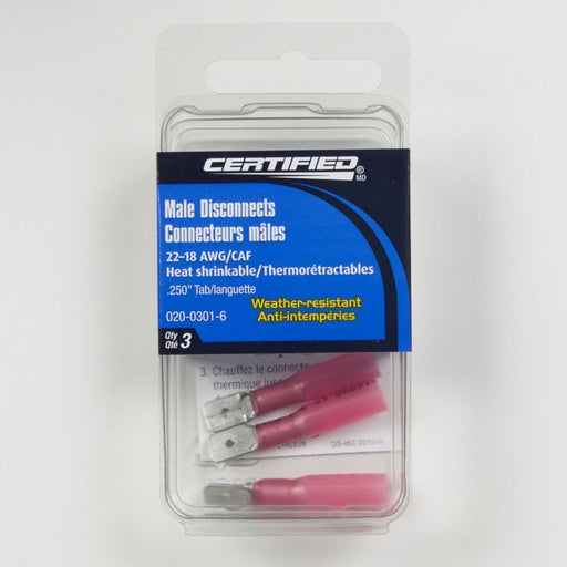 Certified Heat Shrinkable Male Disconnect, 3-pk