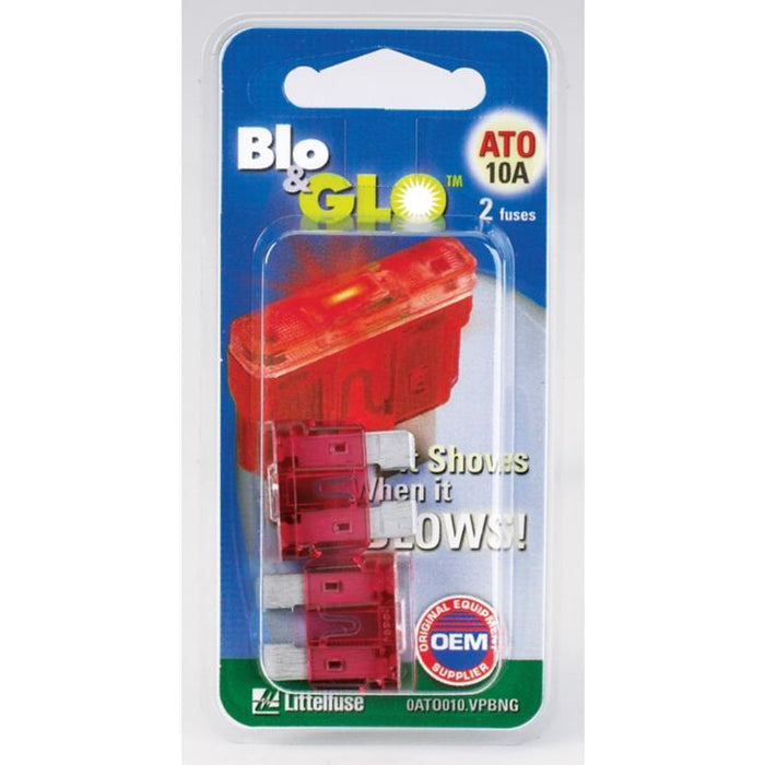 10-1001 Littelfuse 10A ATO Glow Fuse, 2-pk