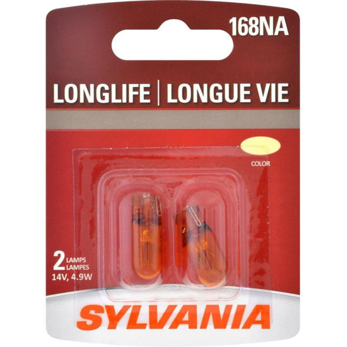 168NALL.BP2 168NA Amber Sylvania Long Life Mini Bulbs