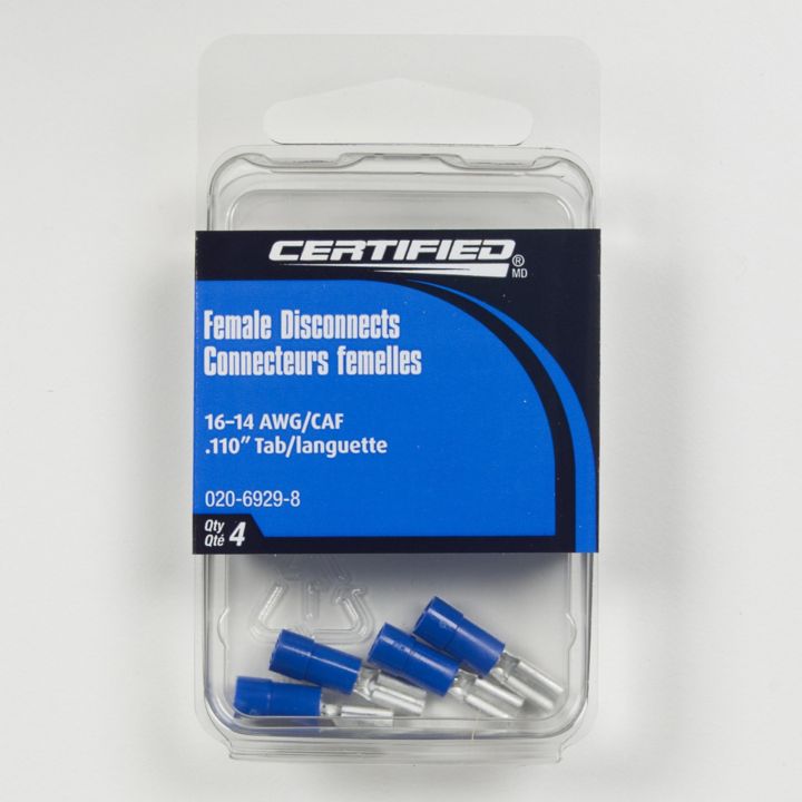 BQDF-110 Certified 16-14 AWG Automotive Female Quick Disconnect, .110-in, 4-pk