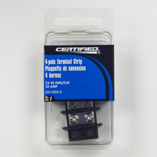 PDR420 Certified 22-10 AWG 4-Pole Terminal Block, 20-Amp