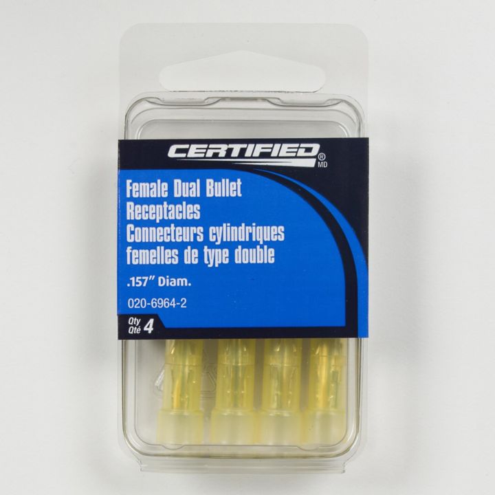 B3607 Certified Dual Female Bullet Connector, .157-in, 4-pk