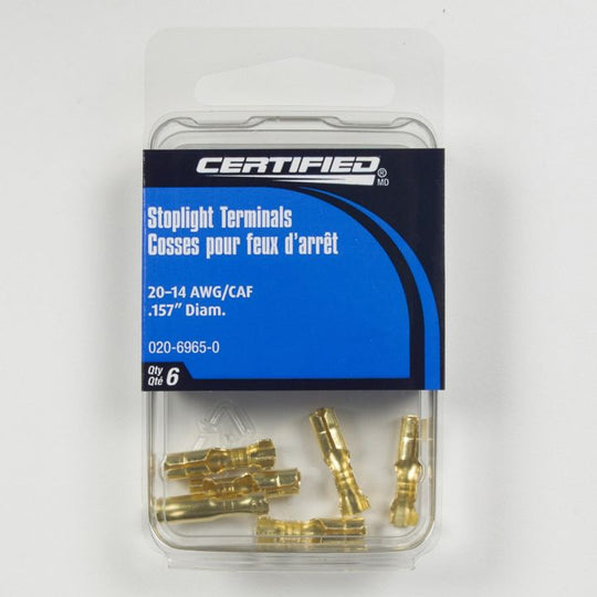 A3608 Certified Stoplight Terminal, .157-in, 6-pk