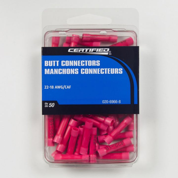 RBS Certified 22-18 AWG Automotive Butt Connector, Bulk Pack, 50-pk