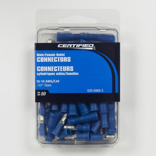 IBBM/F-157 Certified 16-14 AWG Automotive Male/Female Bullet Connector, Bulk Pack, .157-in, 50-pk