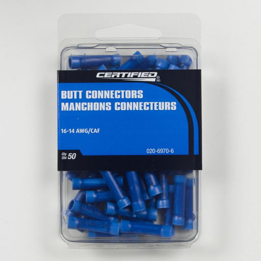 BBS Certified 16-14 AWG Automotive Butt Connector, Bulk Pack, 50-pk