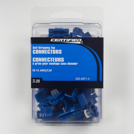 SSTC-B Certified 18-14 AWG Self-Stripping Connector, Blue, 25-pk