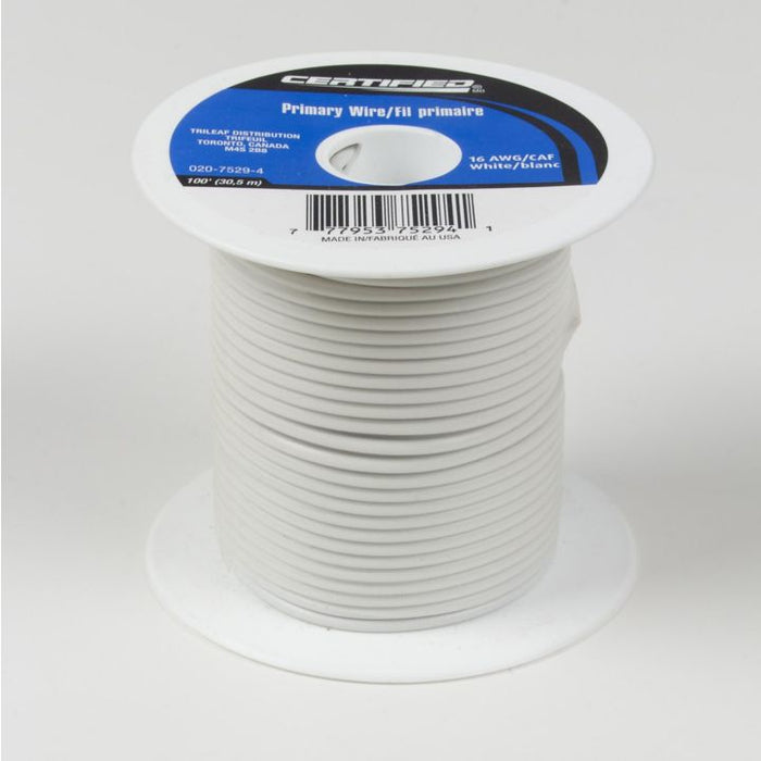 GPT-16-W Certified 16 AWG Wire, White, 100-ft