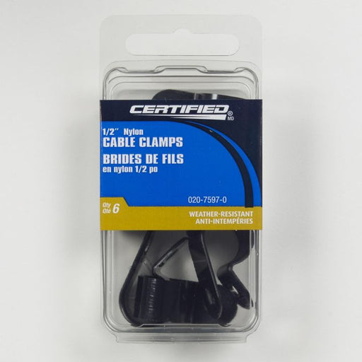 NCC-1/2 Certified Automotive Cable Clamps, Black, 1/2-in, 6-pk
