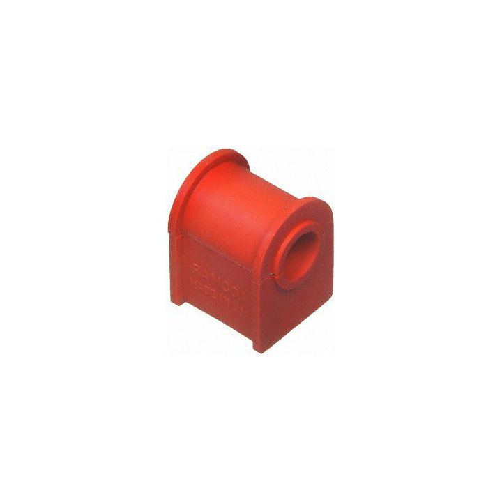 The BB90253 ProSeries OE+ Bushing is a red cylindrical rubber bushing with a flat base and a hole in the middle.