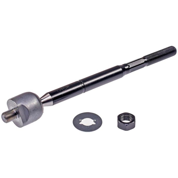 IS409XL ProSeries OE+ Tie Rods, featuring a steel tie rod end with an attached threaded shaft, accompanied by a washer and a hex nut, isolated on a white background.